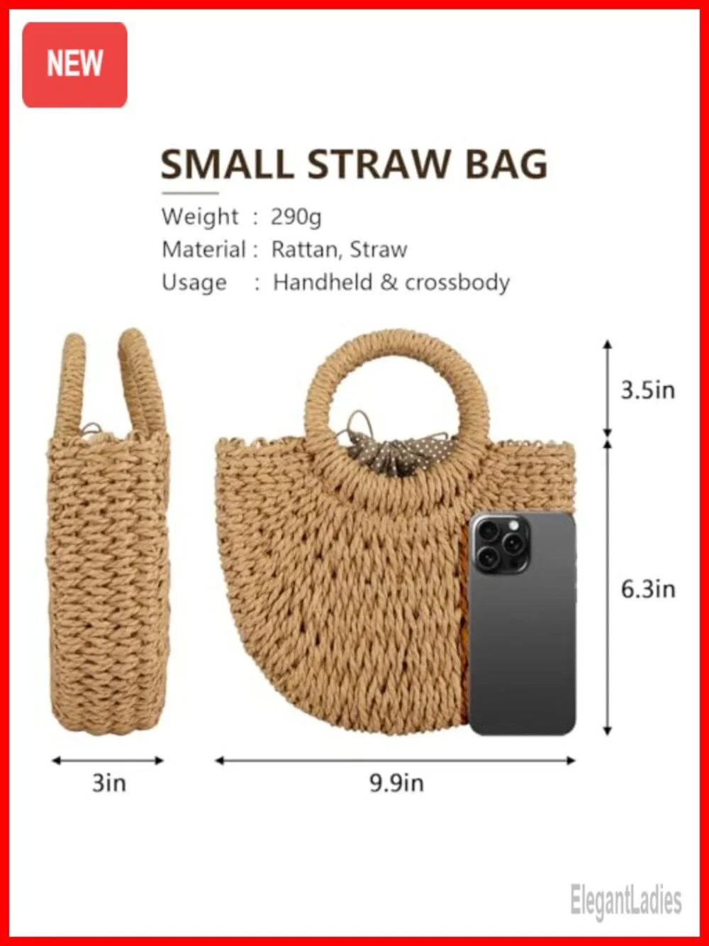 Handwoven Straw Hobo Bag for Women Crossbody Shoulder Beach Purse